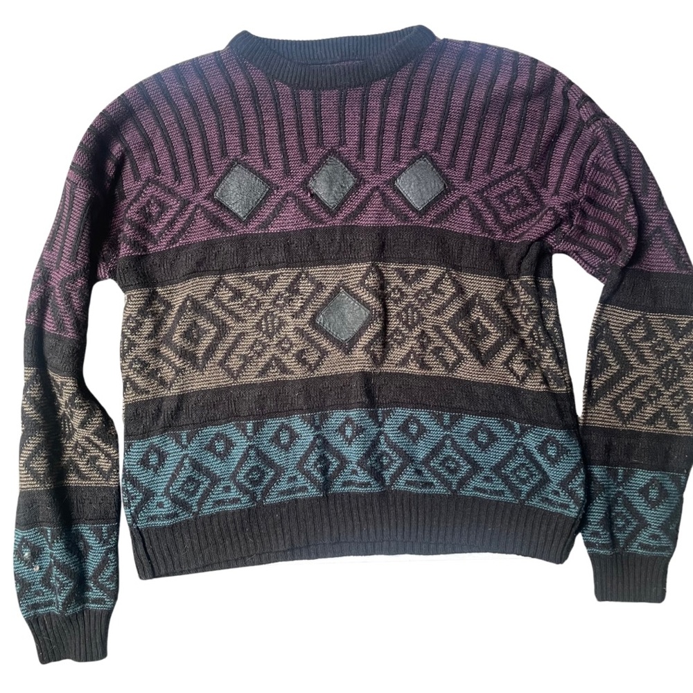Vintage 80s Pattern Oversized Crewneck Sweater